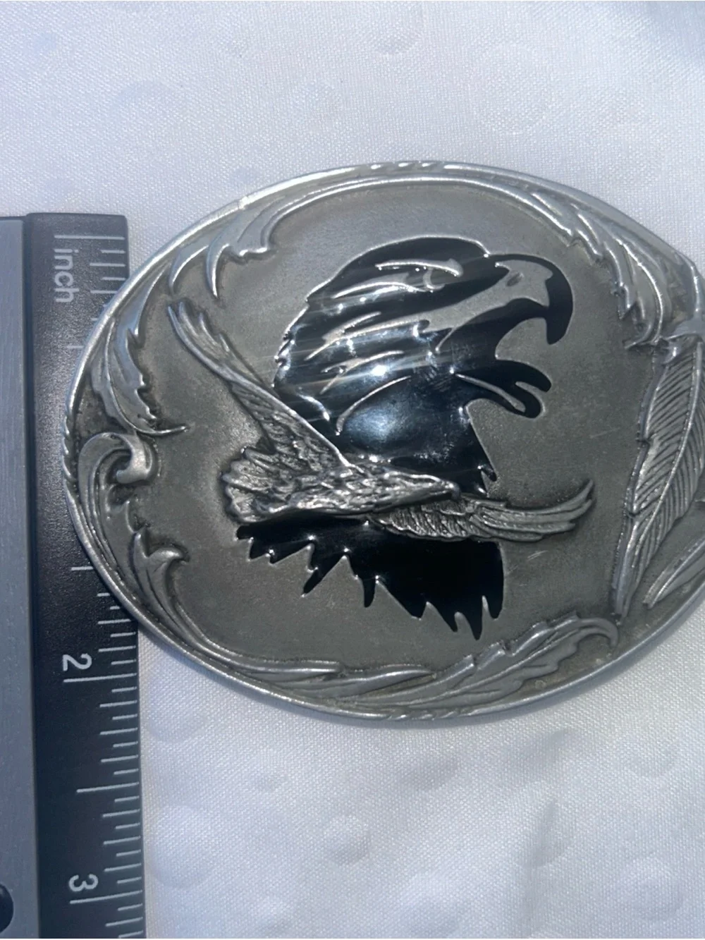 Vintage 2001 Siskiyou V-3 Eagle Silhouette Antique Buckle USA  Pewter Tone Alloy